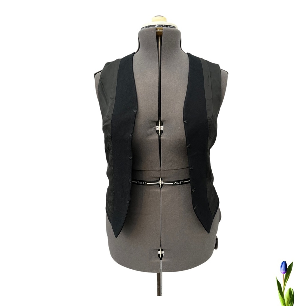 90s Vintage Liz Claiborne Vest Black Beaded Embellished Tuxedo - Picture 8 of 9
